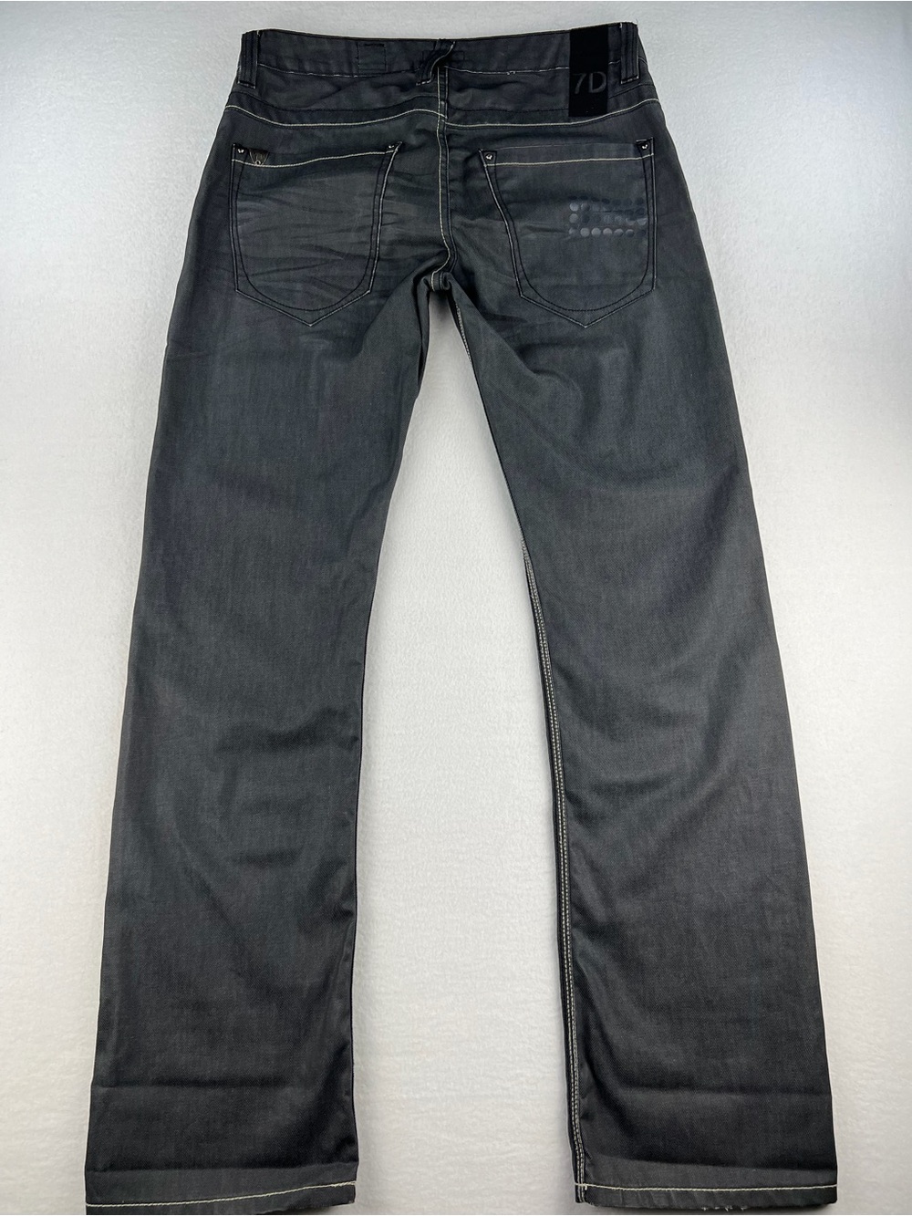7 Diamonds Magnetron Straight Leg Denim Jeans Dark Gray Wax Finish Mens Sz 34x34